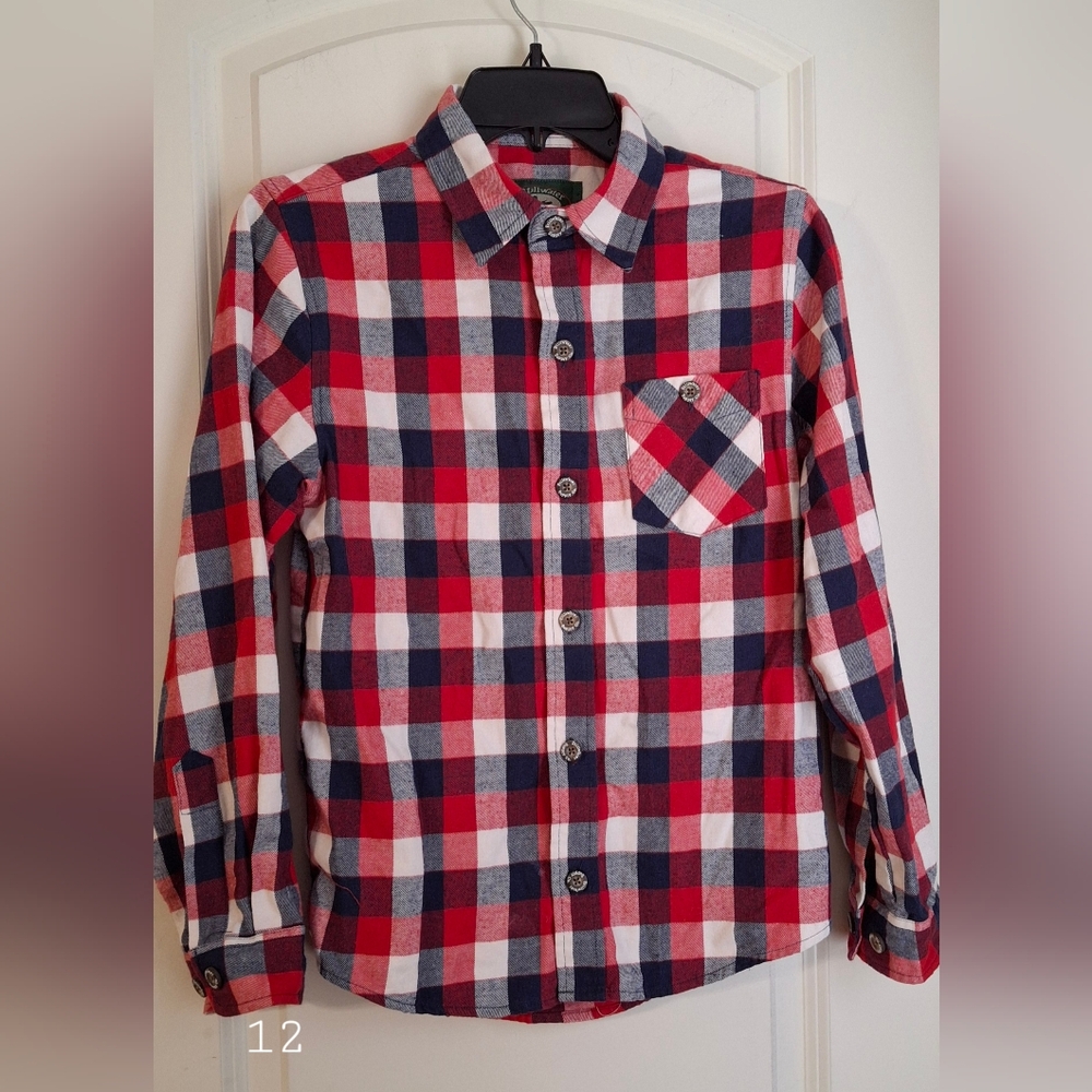 Stillwater womens red plaid top size 10/12 christmas‎ casual barncore casual